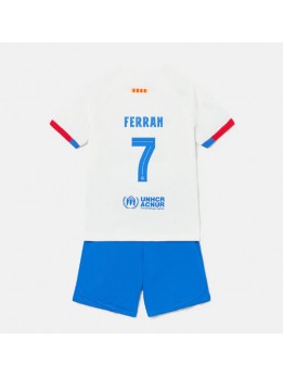 Otroški Nogometna dresi replika Barcelona Ferran Torres #7 Gostujoči 2023-24 Kratek rokav (+ hlače)